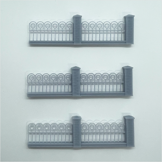 OO Scale Ready to Paint Brick Wall with Railings - Style 4 (3 pack)