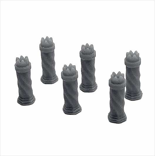 OO Scale Ready to Paint Chimney Pot - Tudor-Style 1 (6 pack)