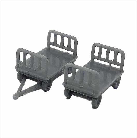 OO Scale Ready to Paint Porter Luggage Trolley - Style 1 (2 pack)