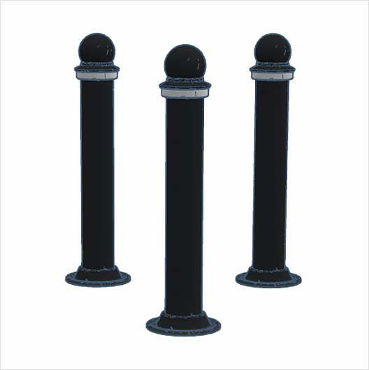 OO Scale Pre-Coloured Slim Pedestrian Bollards