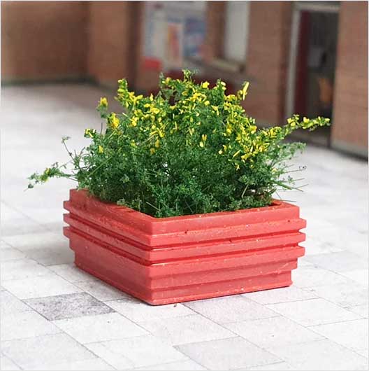 OO Scale Ready to Paint Civic Flower Planter - Square (3 pack)