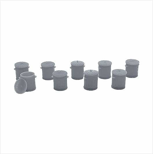 OO Scale Ready to Paint Galvanised Metal Bin with Removable Lid