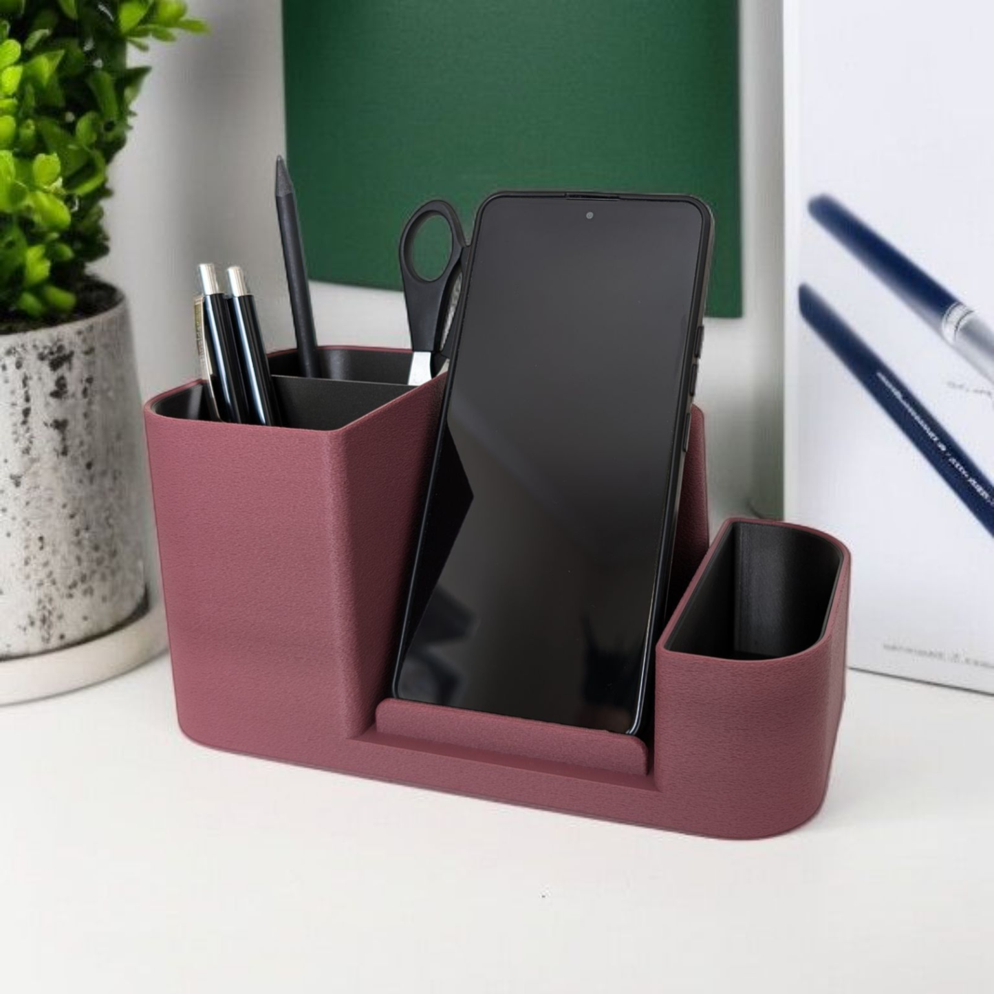 Dual-Tone Office Organiser with Phone Stand