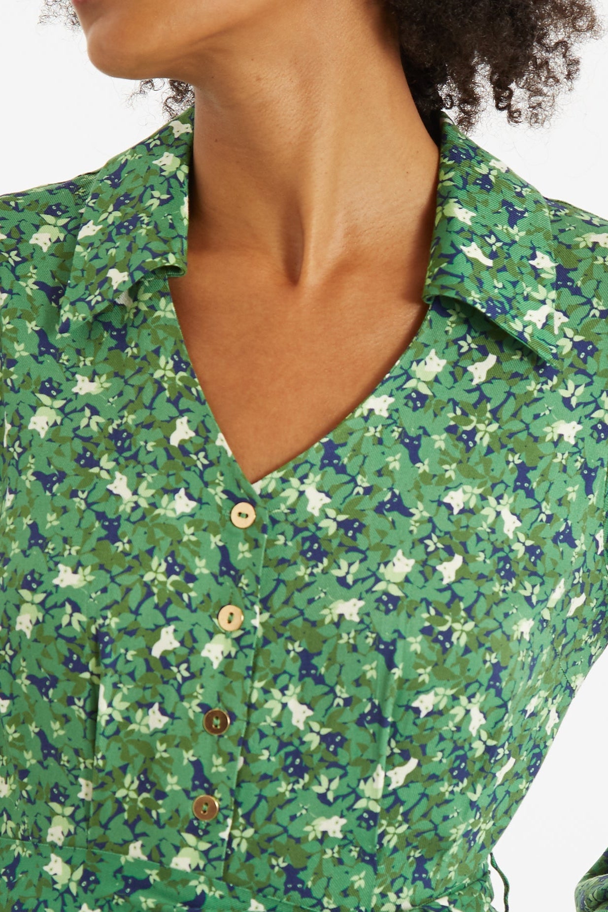 Louche Oski-Cat-Camo Print Long Sleeve Jumpsuit