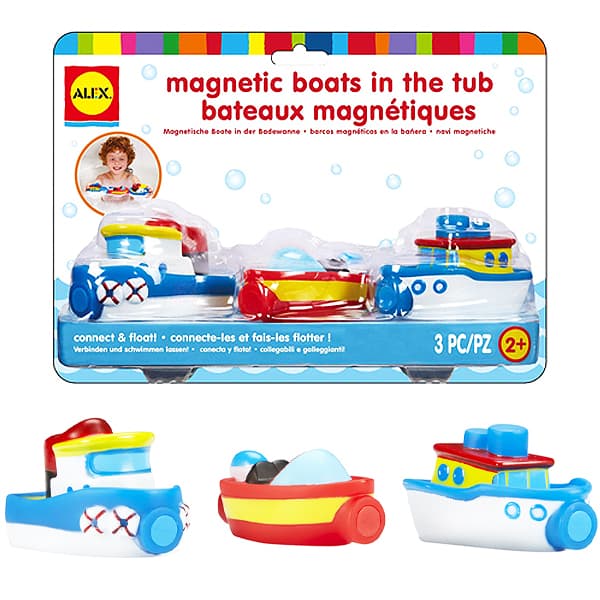 Pack of 3 Rub-A-Dub Magnetic Bath Boats for Toddlers Ages 2 and Up