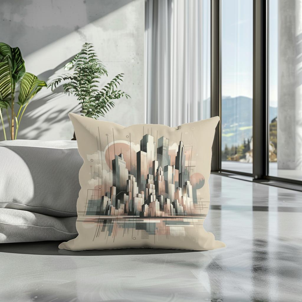 Cityscape Urban Symphony Cotton Cushion