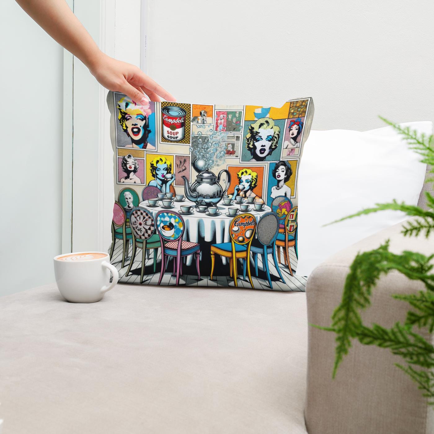 Modern Pop Tea Party Cotton Cushion