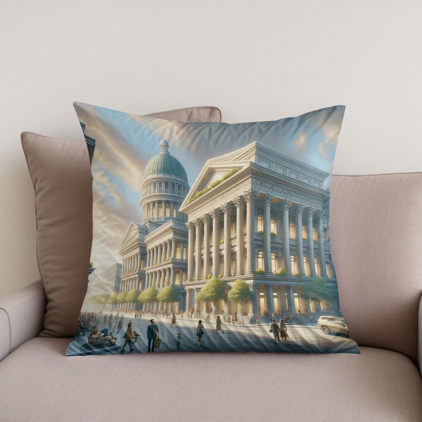 Neo-Neoclassical Square Cotton Cushion