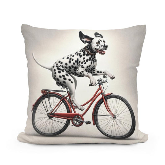Pedalling Pooch Adventure Cotton Cushion