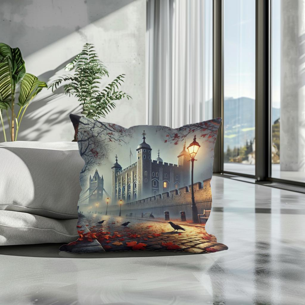 Foggy Tower London Cotton Cushion