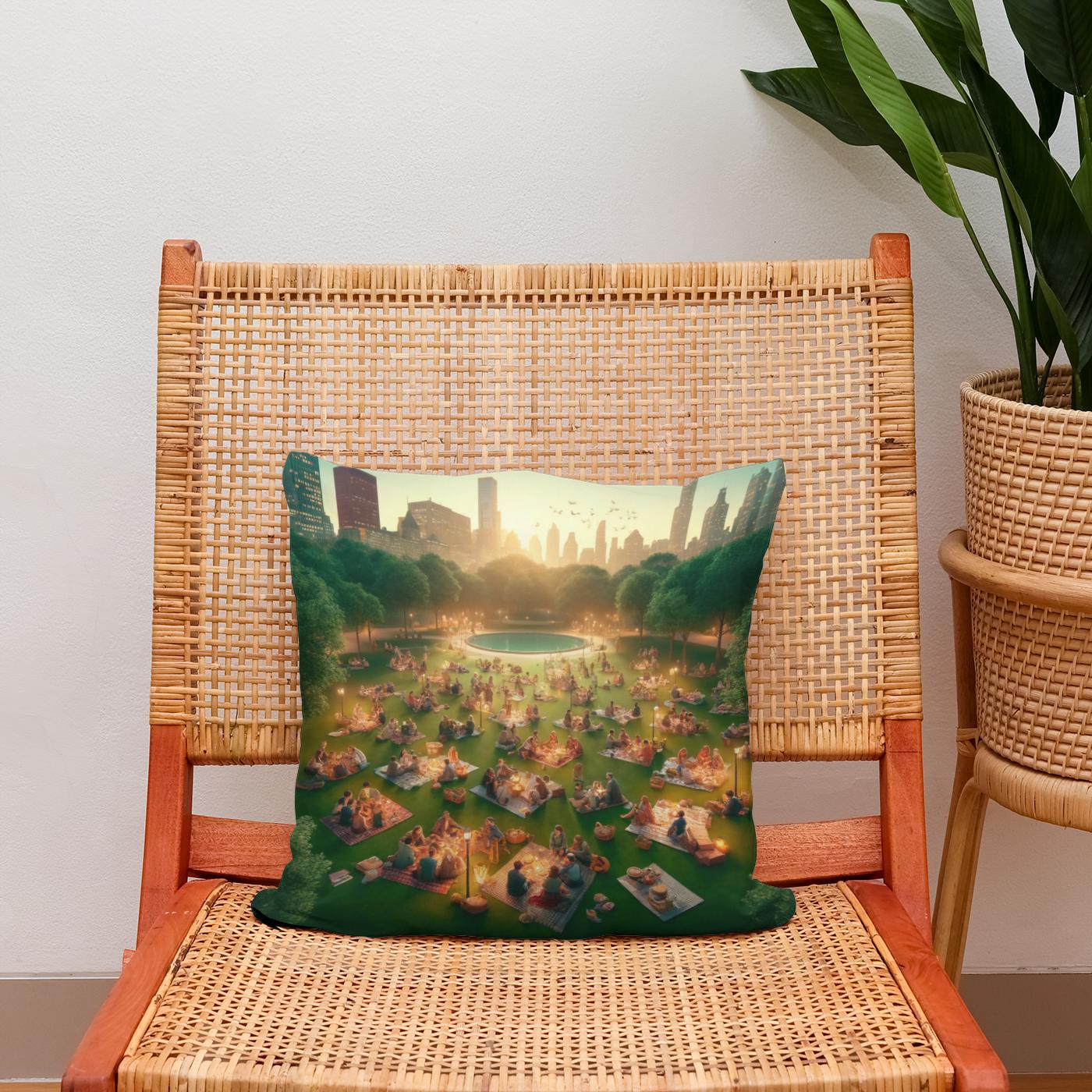 Picnic Sunset in Summer Cotton Cushion