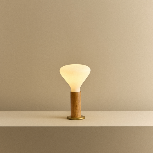 Knuckle Table Lamp in Oak + Noma