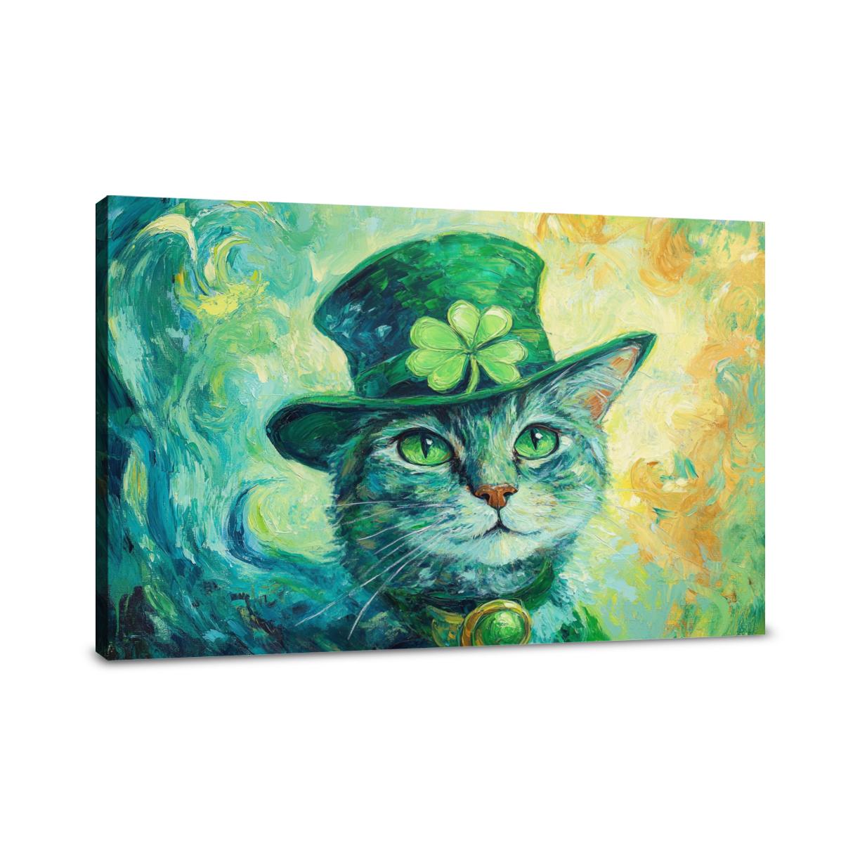 Lucky Leprechaun Cat Canvas
