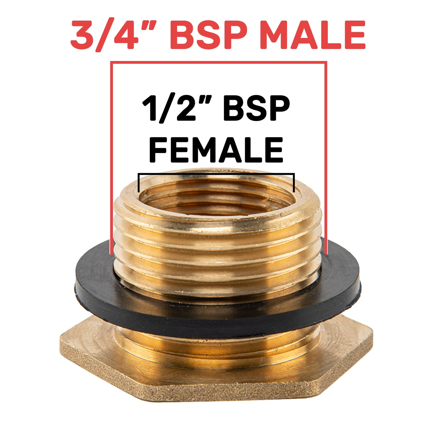 Water Butt Brass 3/4" BSP Male - 1/2" BSP Female