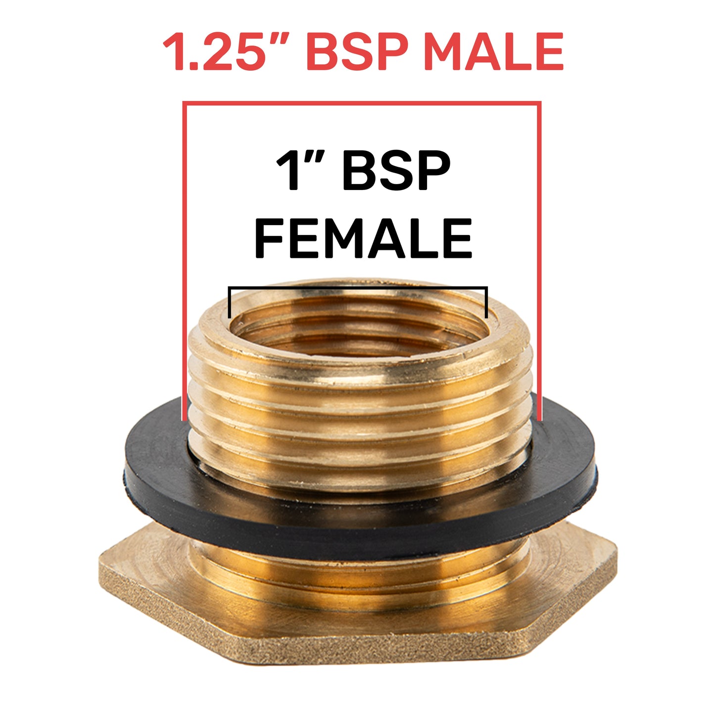 Water Butt Brass 1.25" BSP Male - 1" BSP Female