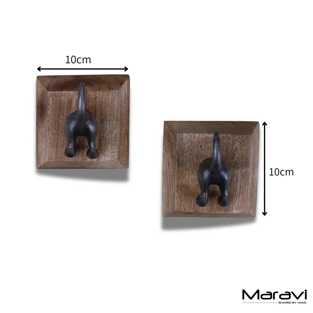 Odhari Dog Tail Hooks Set of 2 Antique Silver or Gold