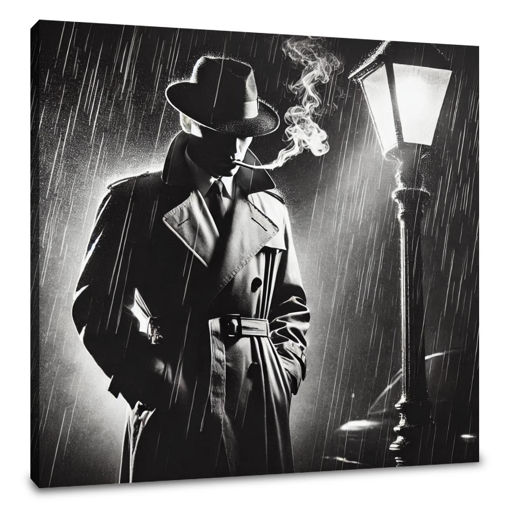 Noir Detective Rain Canvas