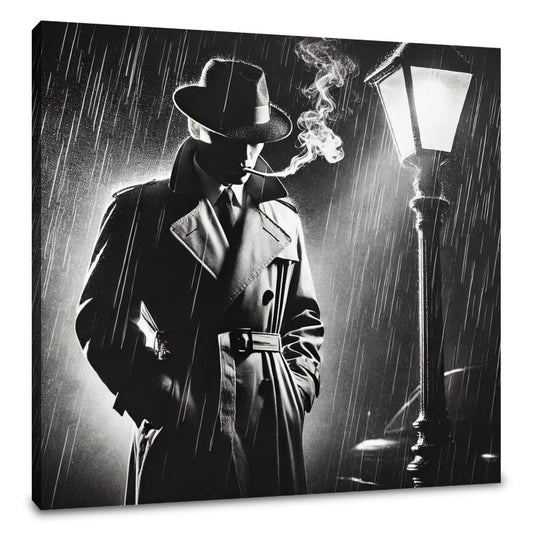 Noir Detective Rain Canvas