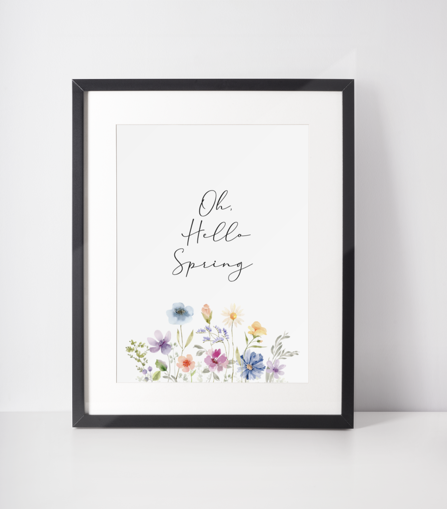 Oh Hello Spring Floral Border Spring Easter Seasonal Wall Home Decor Print