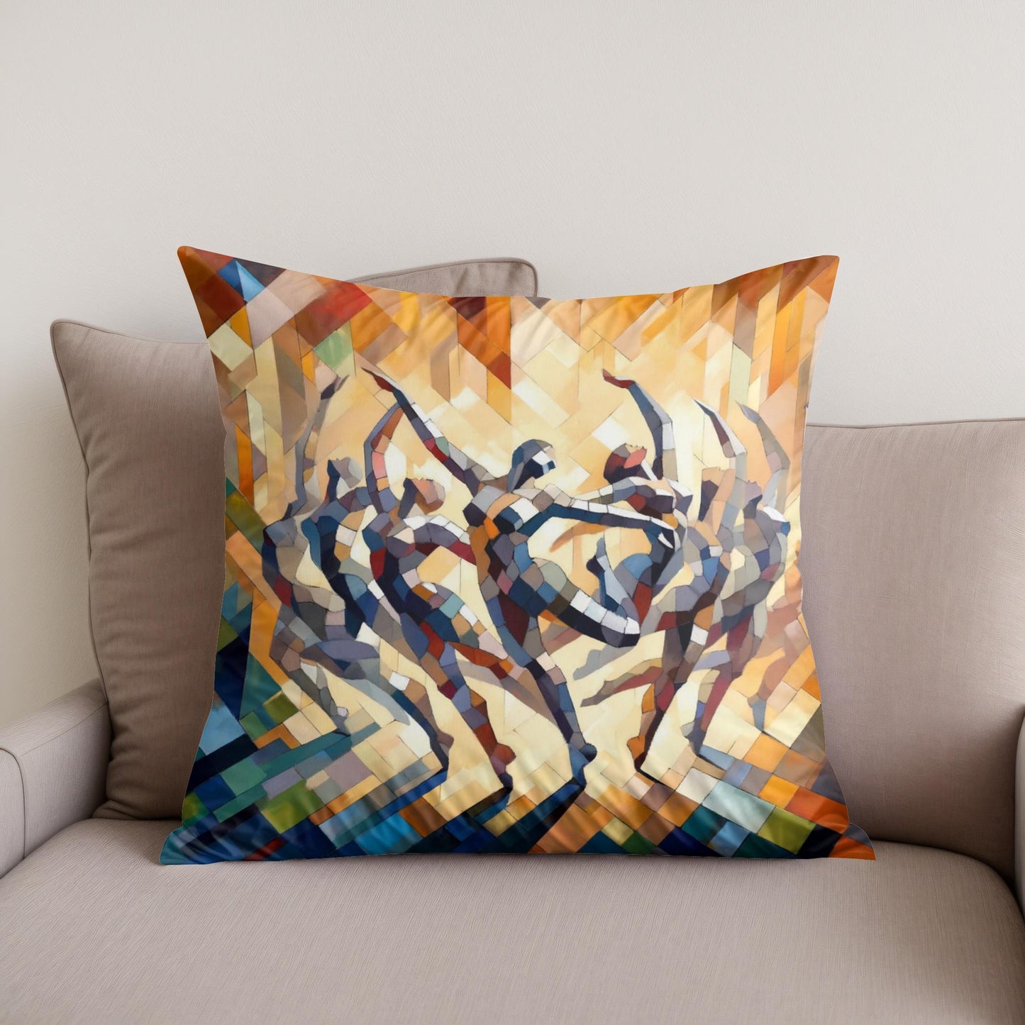 Rhythmic Dance Abstract Cotton Cushion