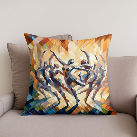 Rhythmic Dance Abstract Cotton Cushion