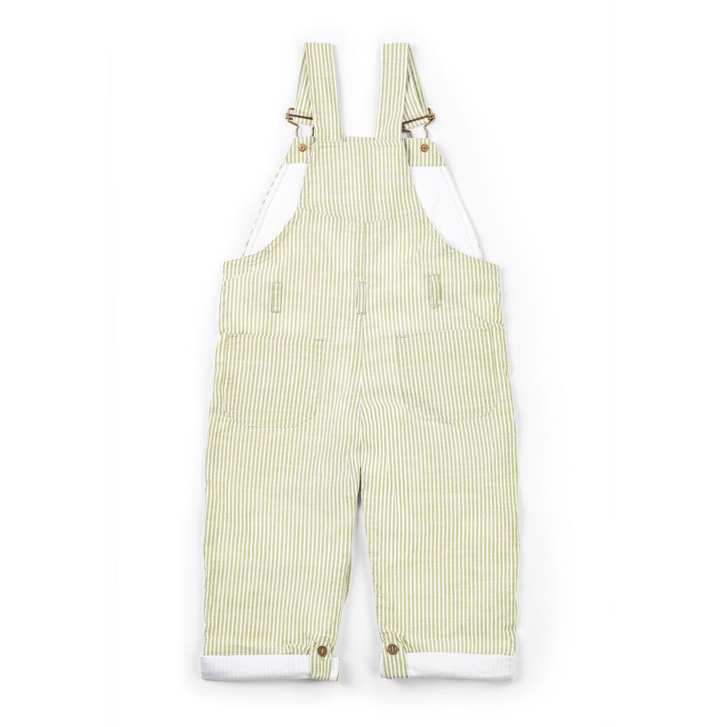 Olive Seersucker Dungarees