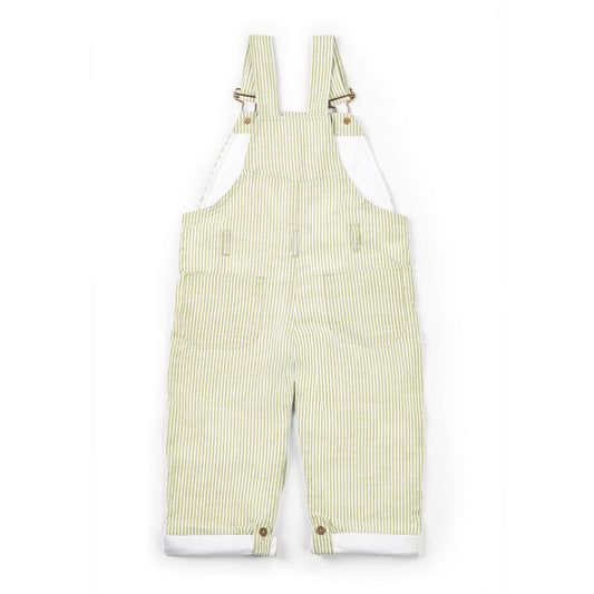 Olive Seersucker Dungarees