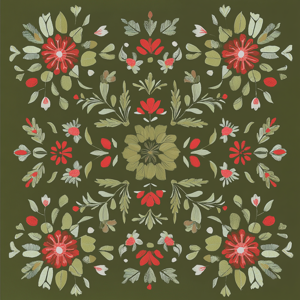 Olive Blossom Cotton Cushion
