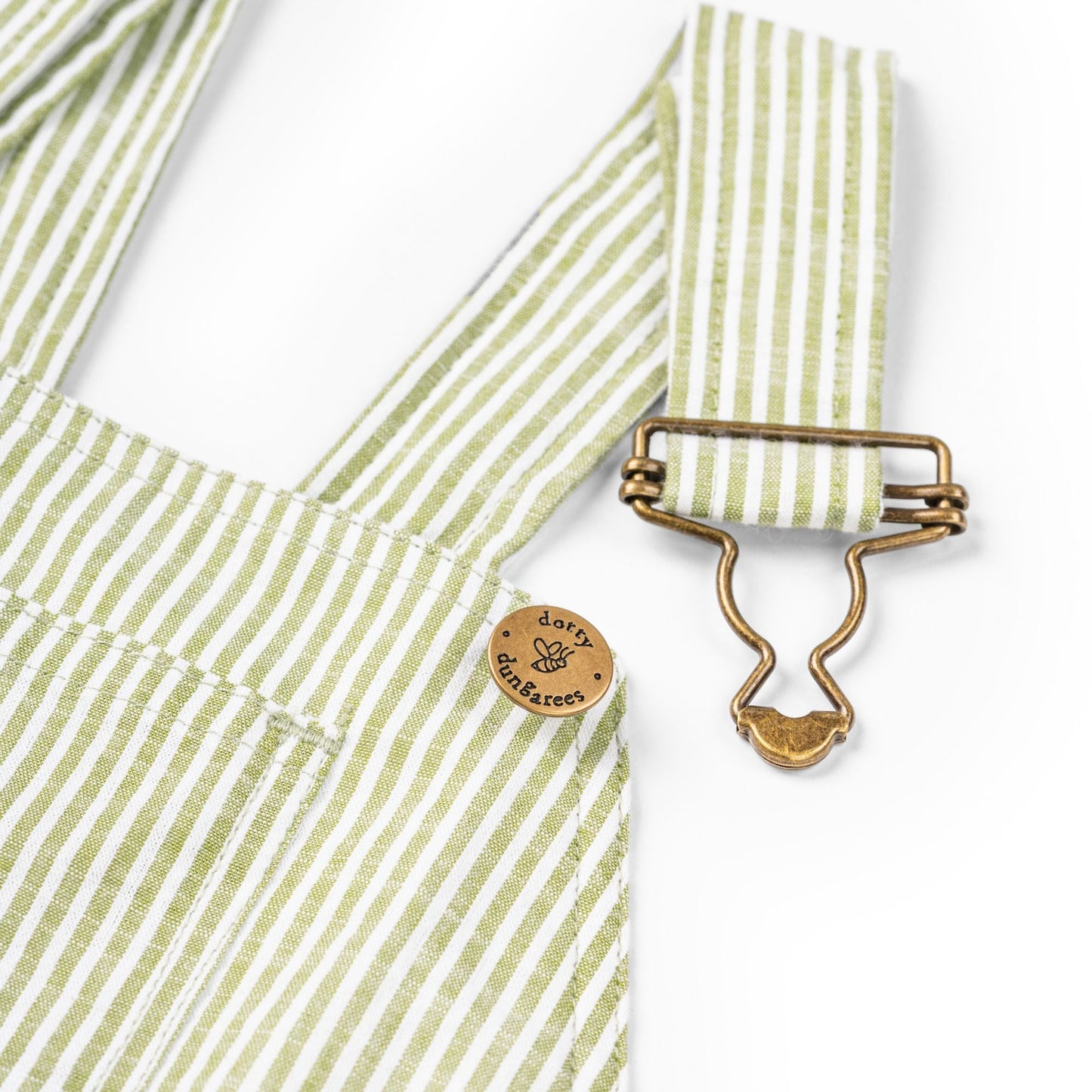 Olive Seersucker Dungarees