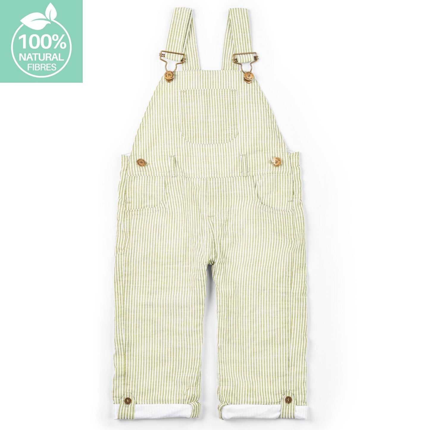Olive Seersucker Dungarees