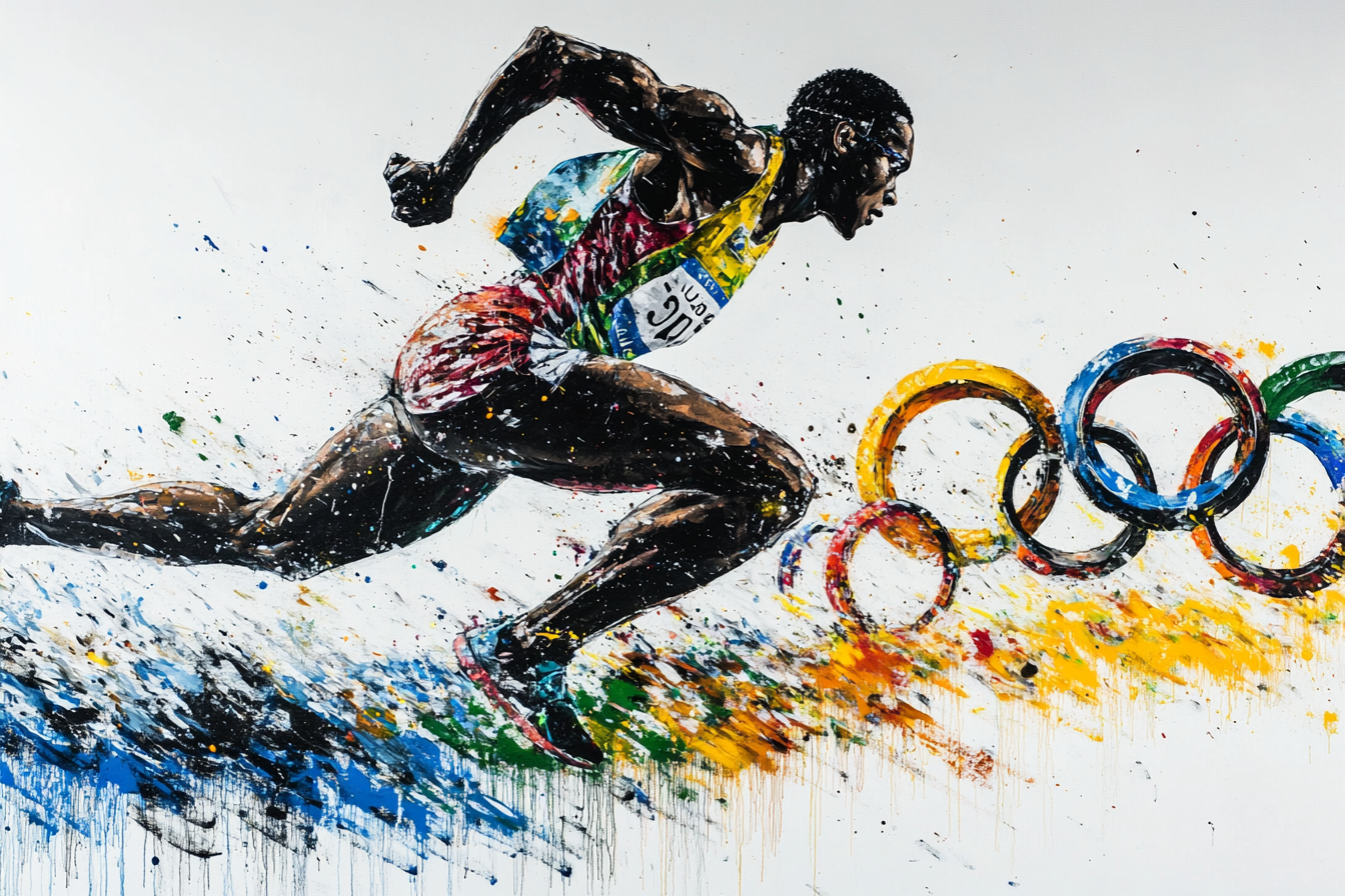 Olympic Runner Graffiti Canvas