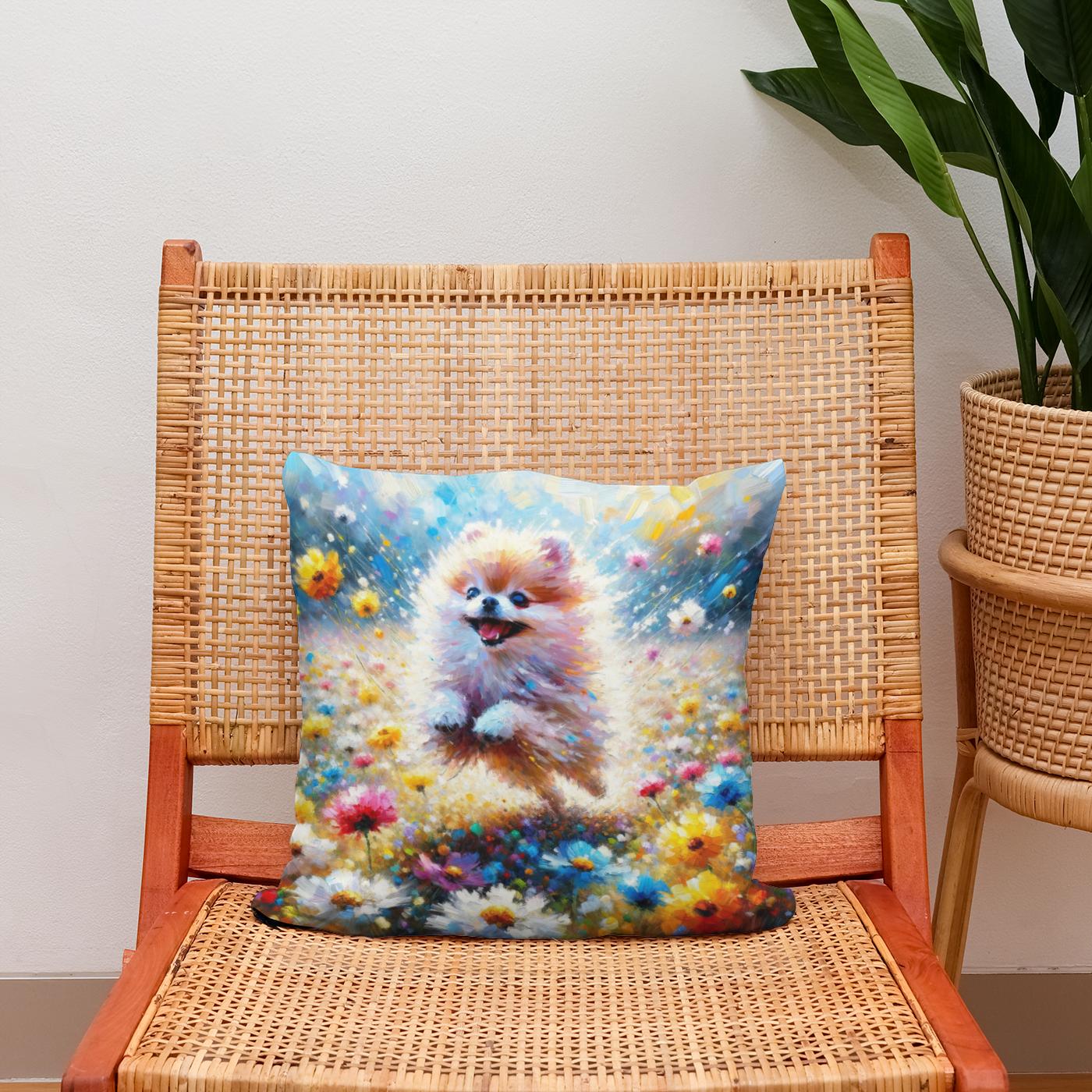 Pomeranian Joy Cotton Cushion