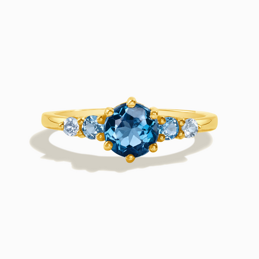Ombre Blue Topaz Five Stone Ring in 18k Gold Vermeil