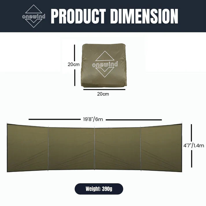 Onewind 6M Camping Windscreen/ Windblocker (With or Without Poles)