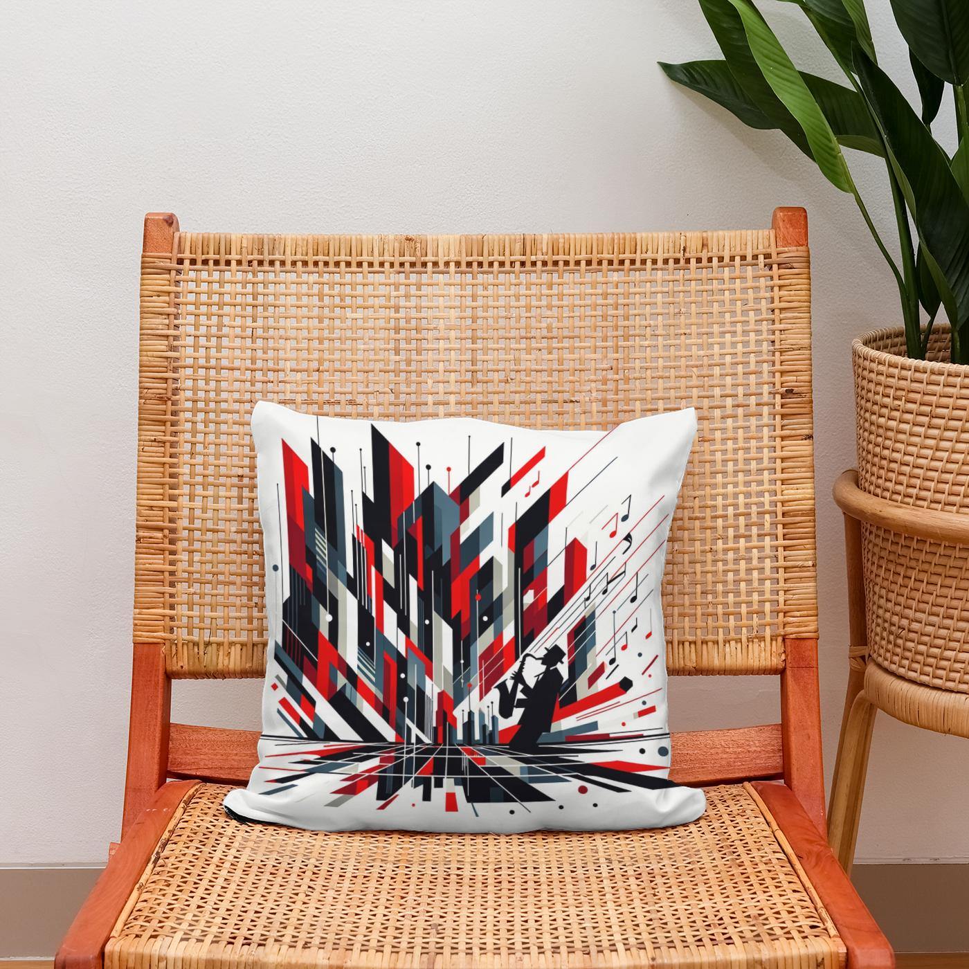 Rhythmic Jazz Geometry Cotton Cushion