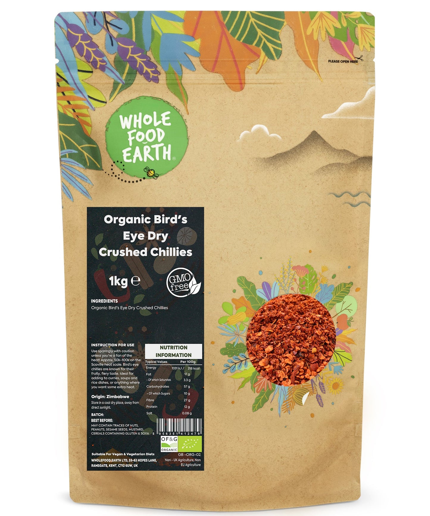 Organic Bird's Eye Chilli Crushed
