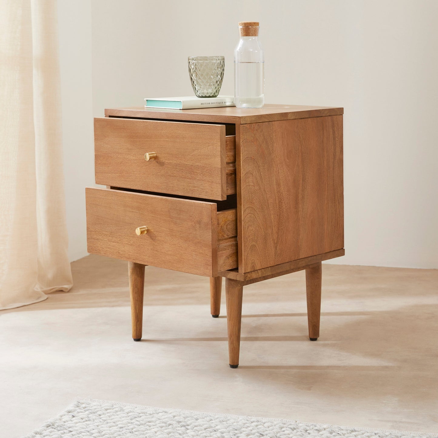 Scandinavian Light Walnut Oslo Bedside Table