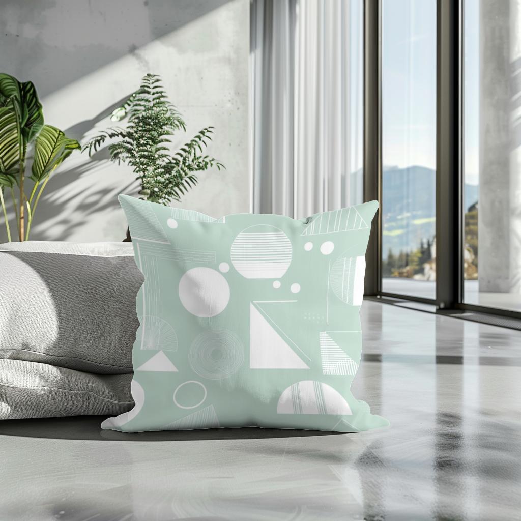 Mint Geometric Cotton Cushion