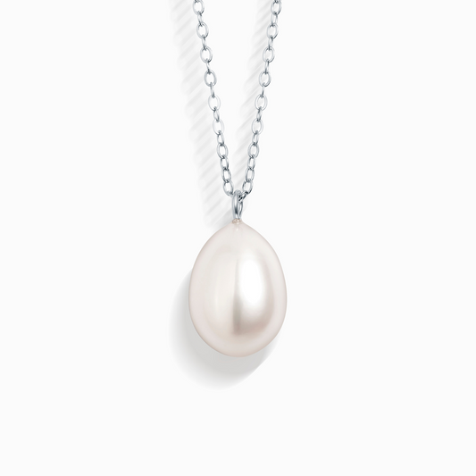 Large Freshwater Pearl Pendant Necklace in Sterling Silver