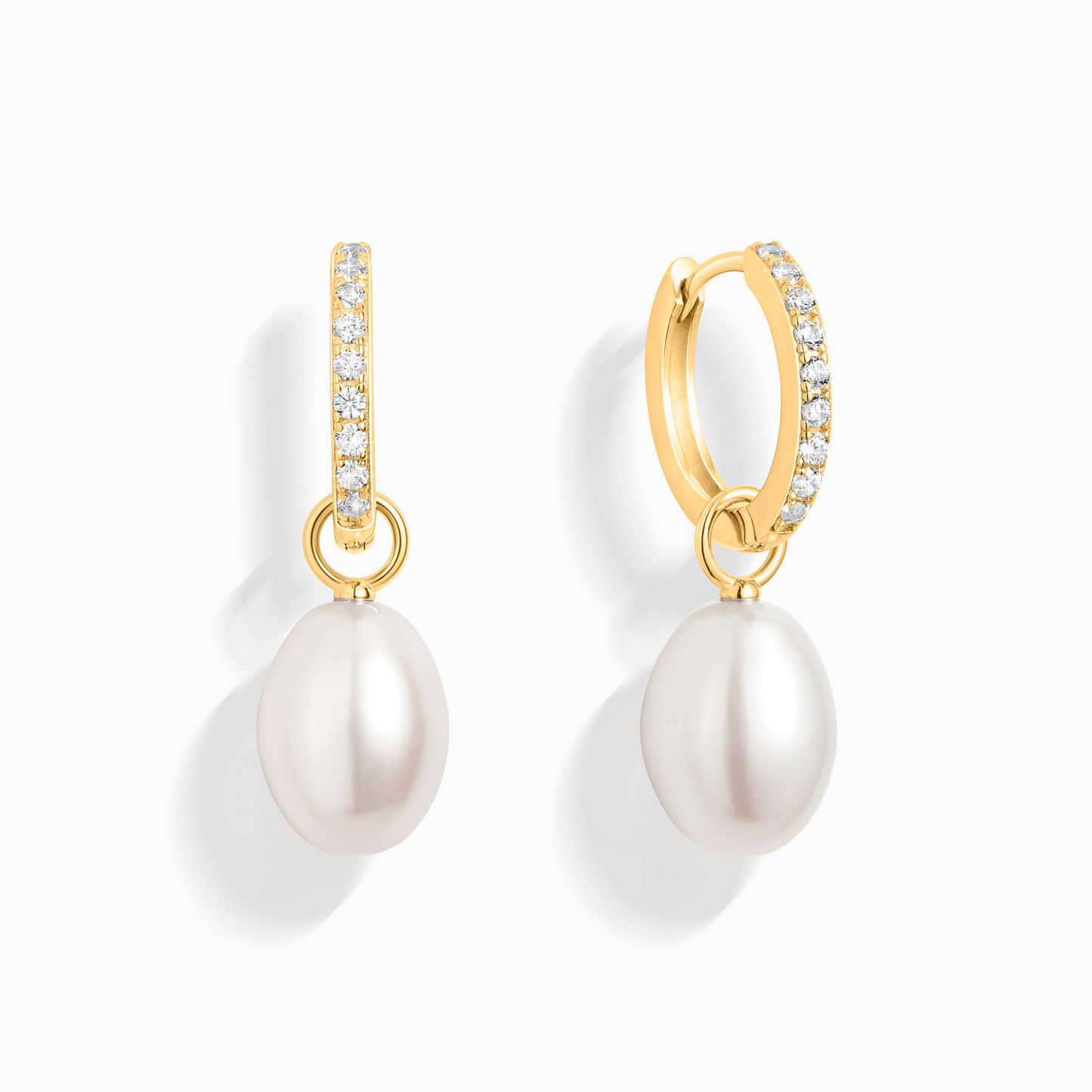 Freshwater Pearl Hoop Drop Earrings in 18k Gold Vermeil