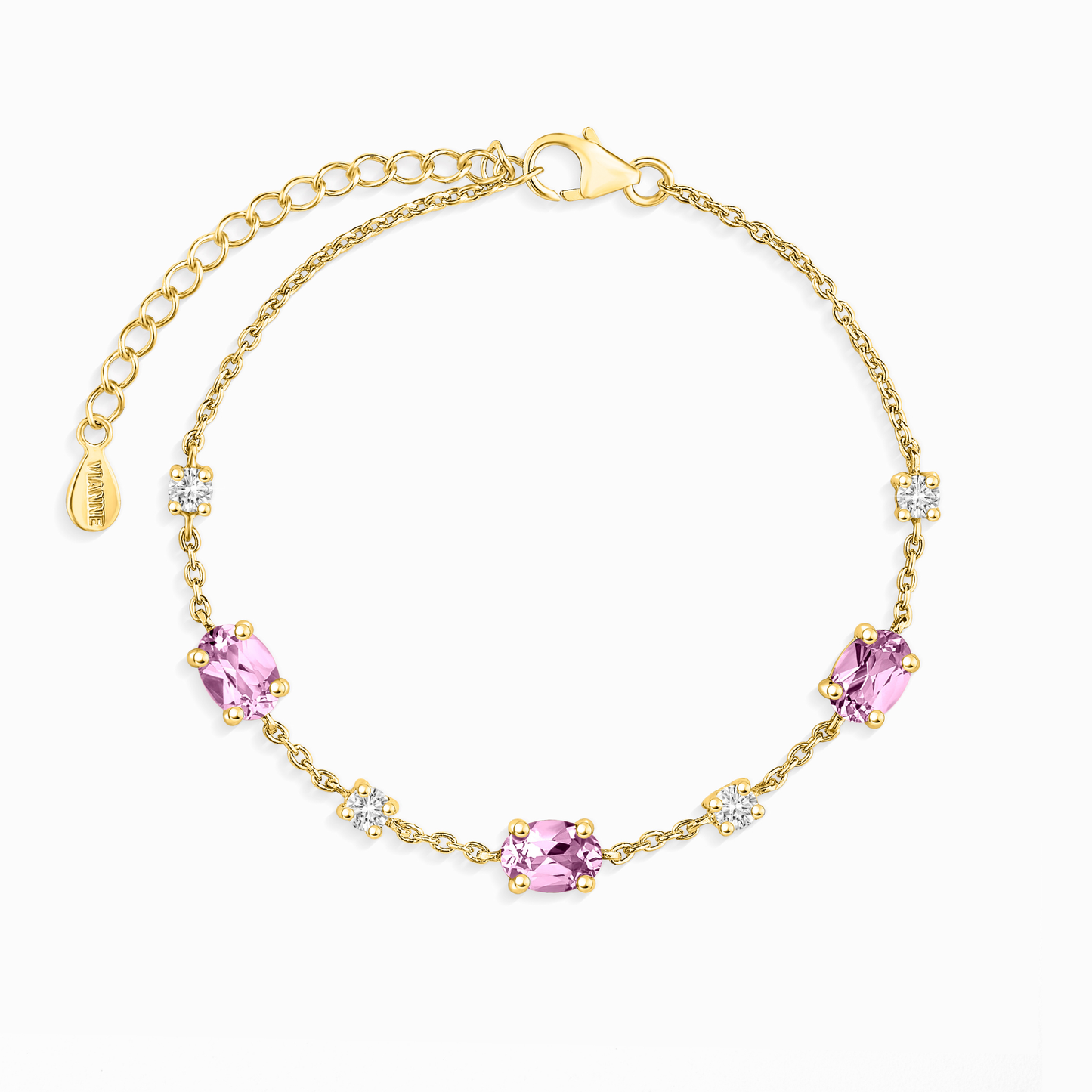 Pink Sapphire Bracelet in 18k Gold Vermeil