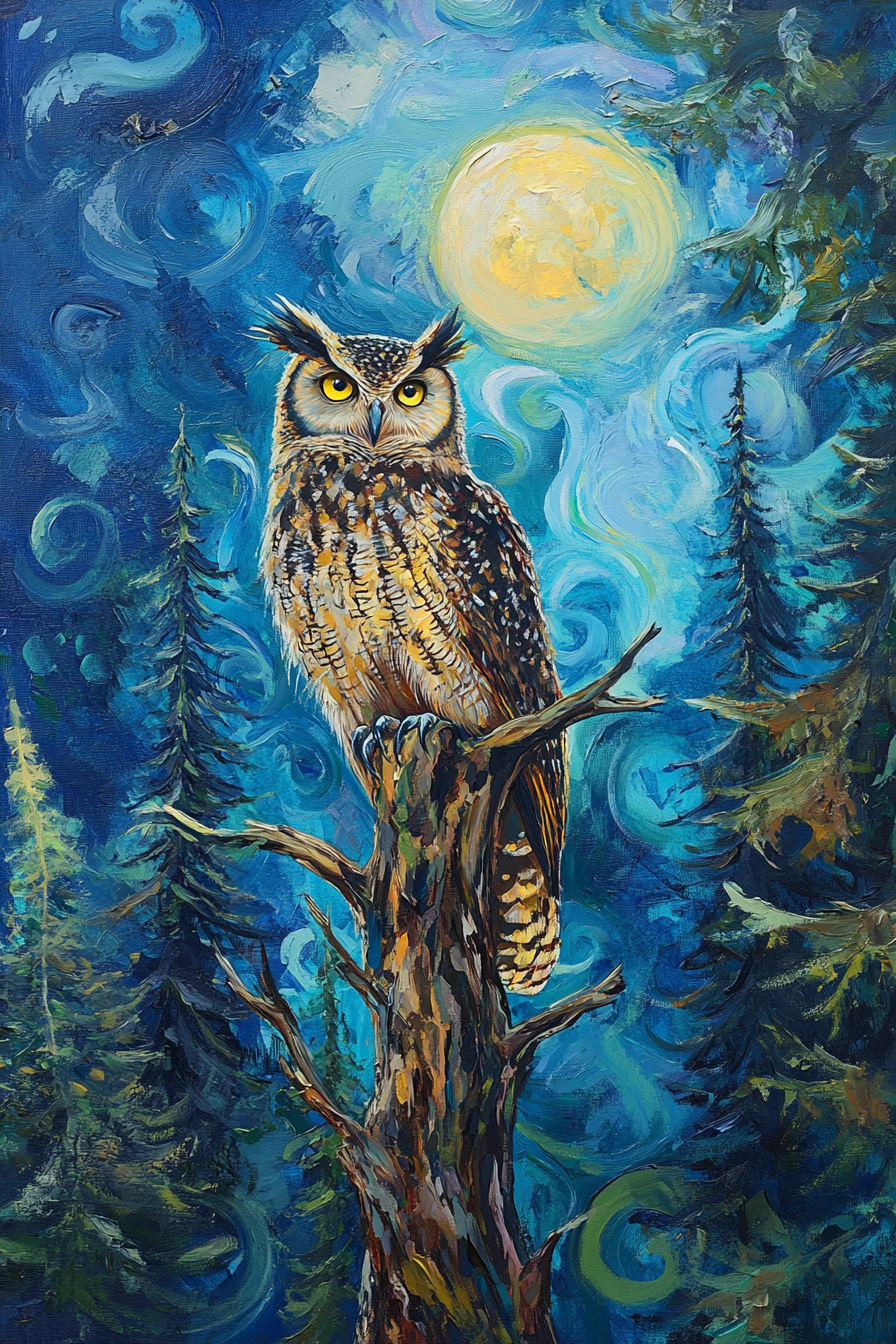 Owl's Midnight Reverie Canvas