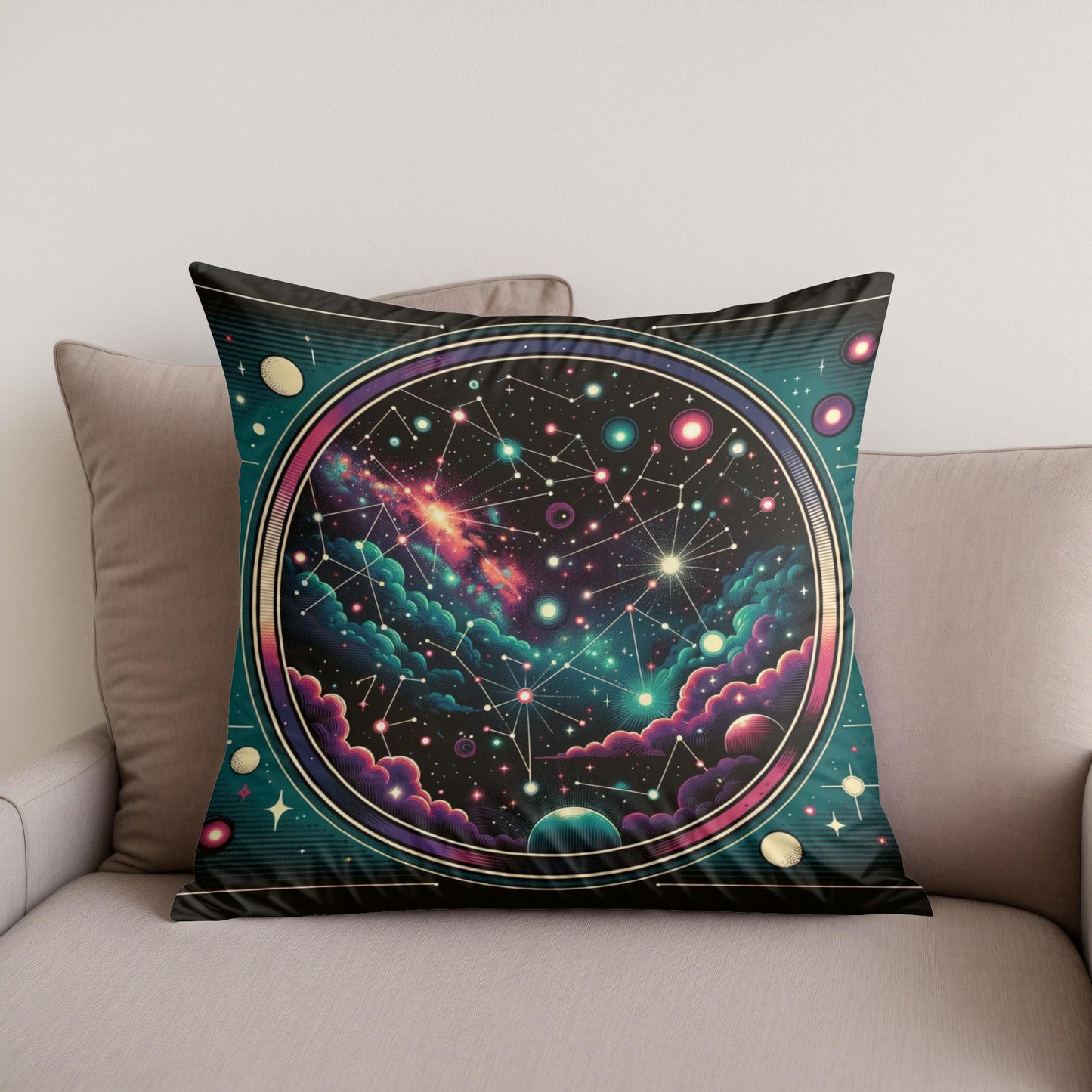 Neon Cosmos Pop Cotton Cushion