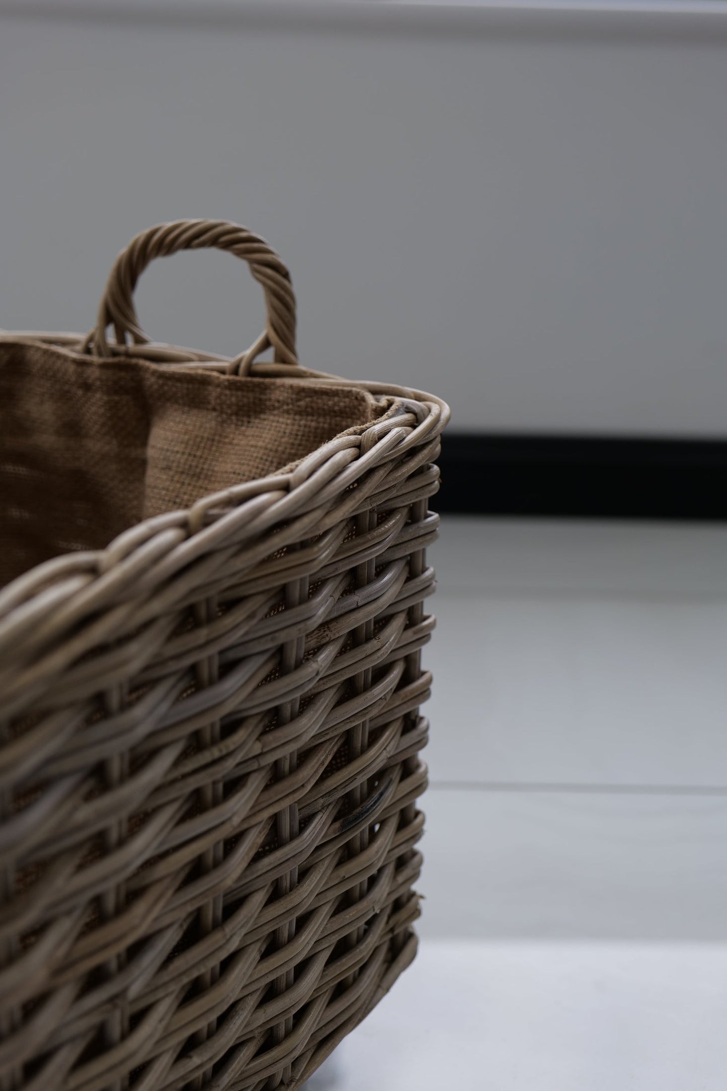 Wovenhill Kubu Rattan Log Baskets with Wheels and Hoop Handles