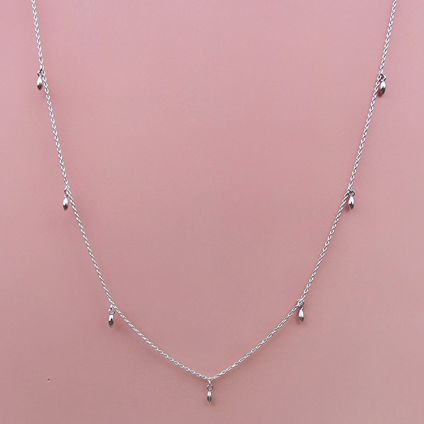 Rice Grain Sterling Silver Charm Necklace