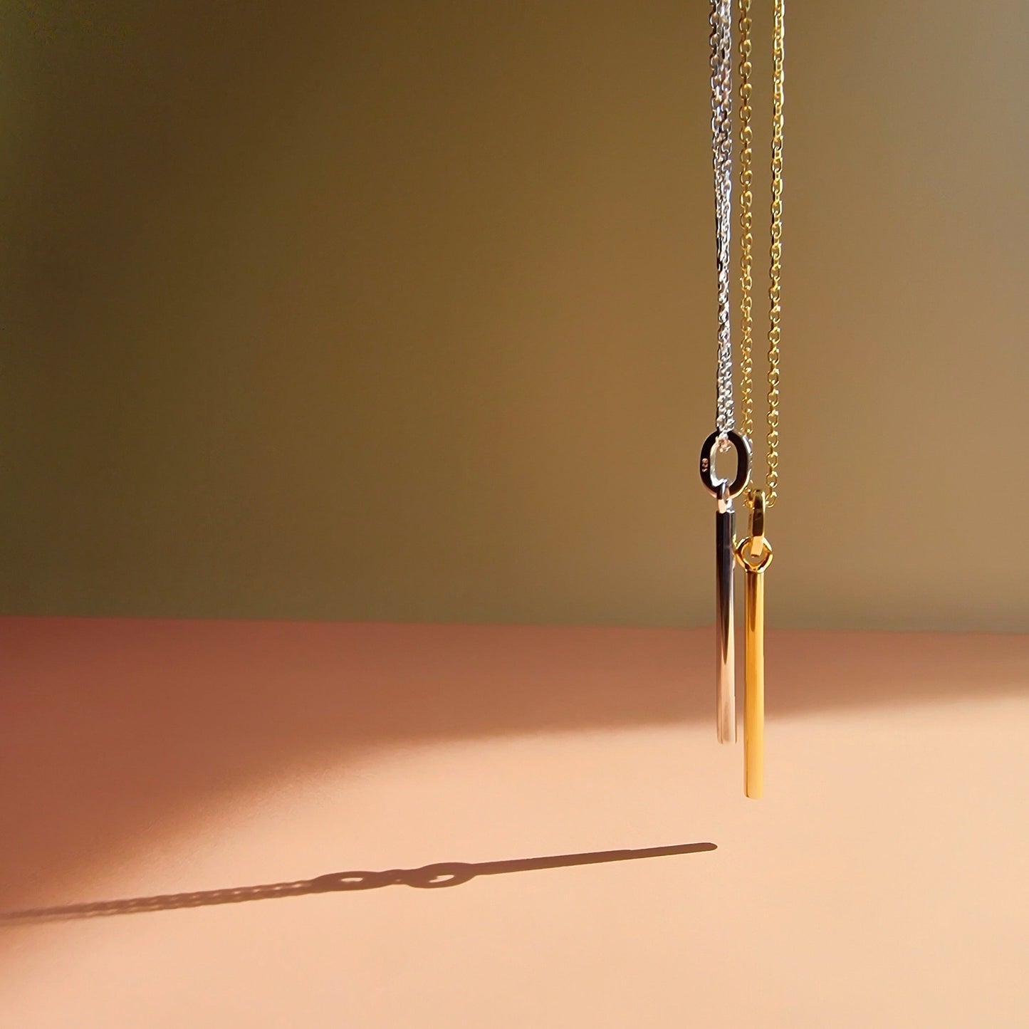 Minimalist Silver Bar Pendant Necklace