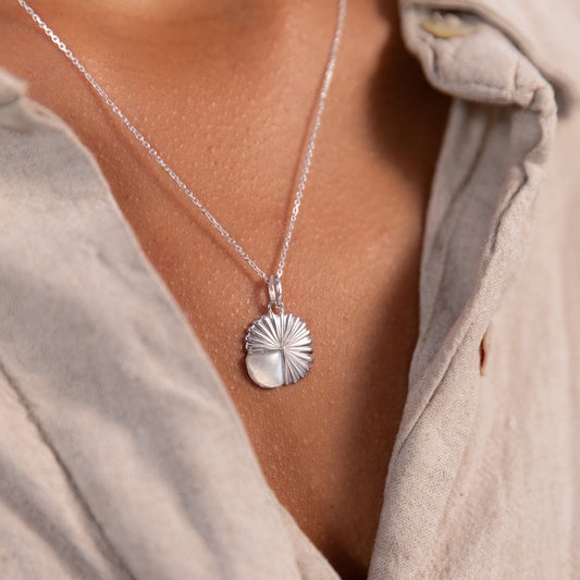 Silver Eclipse Deco Moonstone Necklace