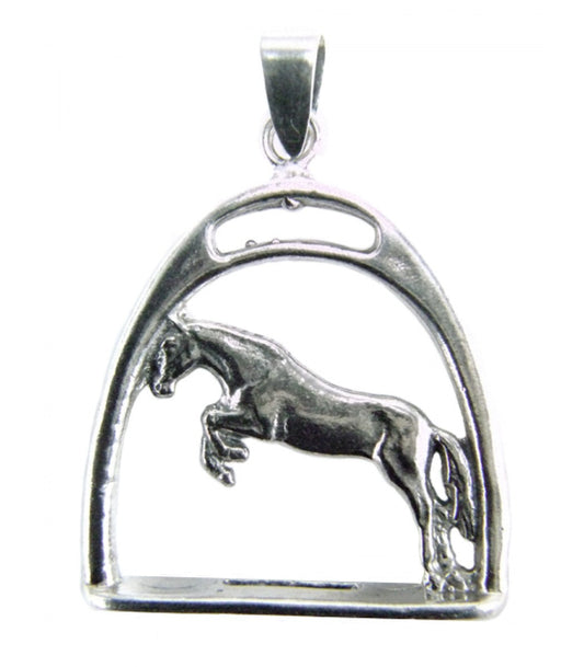 Silver Steed Horse with a Stirrup Silver Pendant