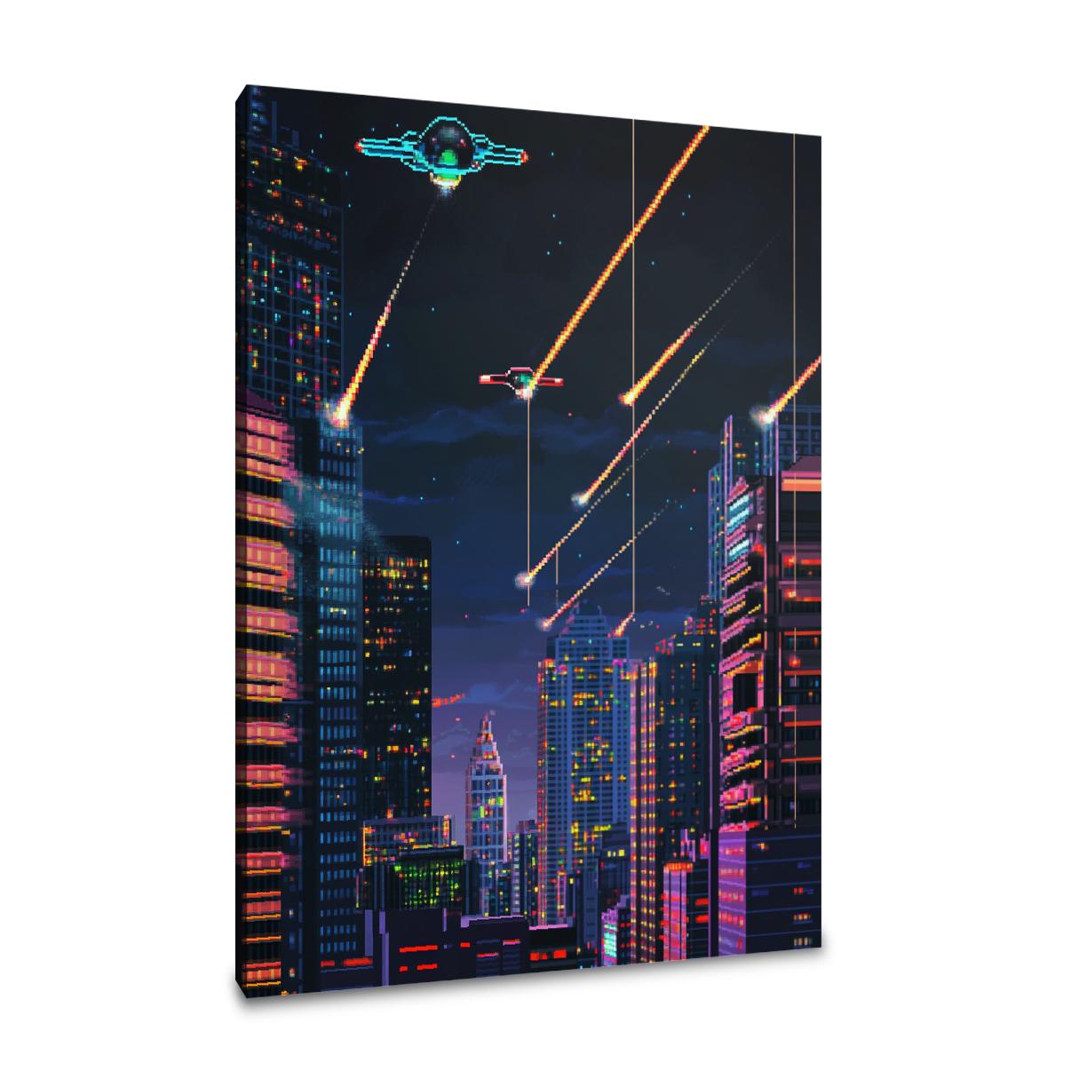 Pixelated Heroic Battle Canvas