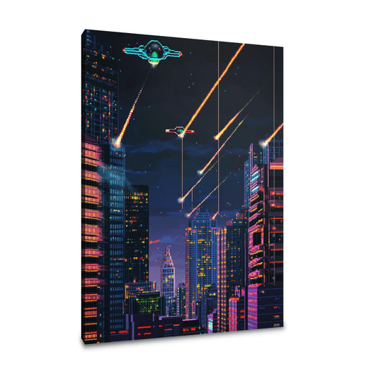 Pixelated Heroic Battle Canvas